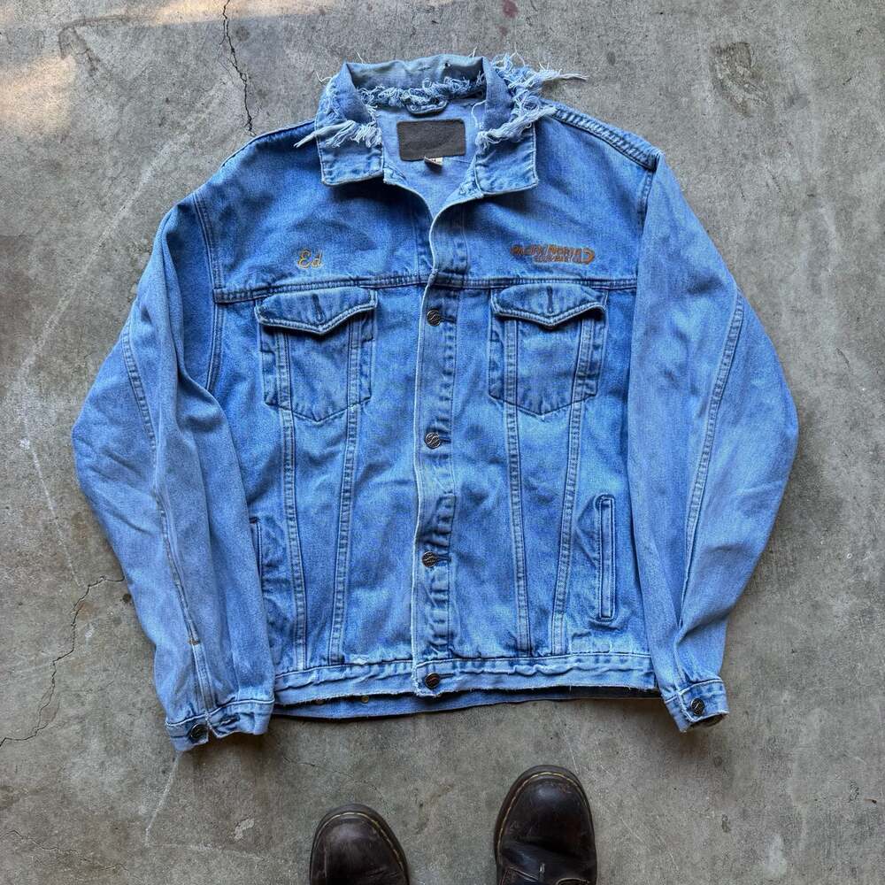 Vintage Aladin Casino Blue Denim Jacket Sz M Embroidered